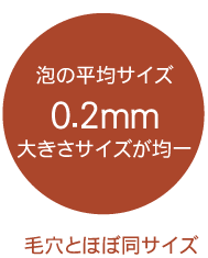 泡の大きさは毛穴とほぼ同サイズ